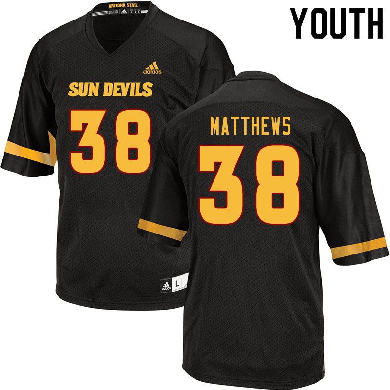 Youth #38 Damon Matthews Arizona State Sun Devils College Football Jerseys Sale-Black